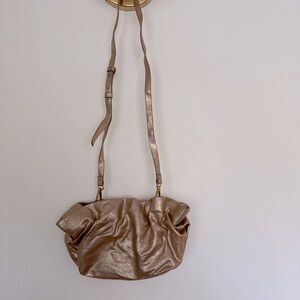 Anthropologie - Metallic Rose Gold Ruffle Shoulder Bag